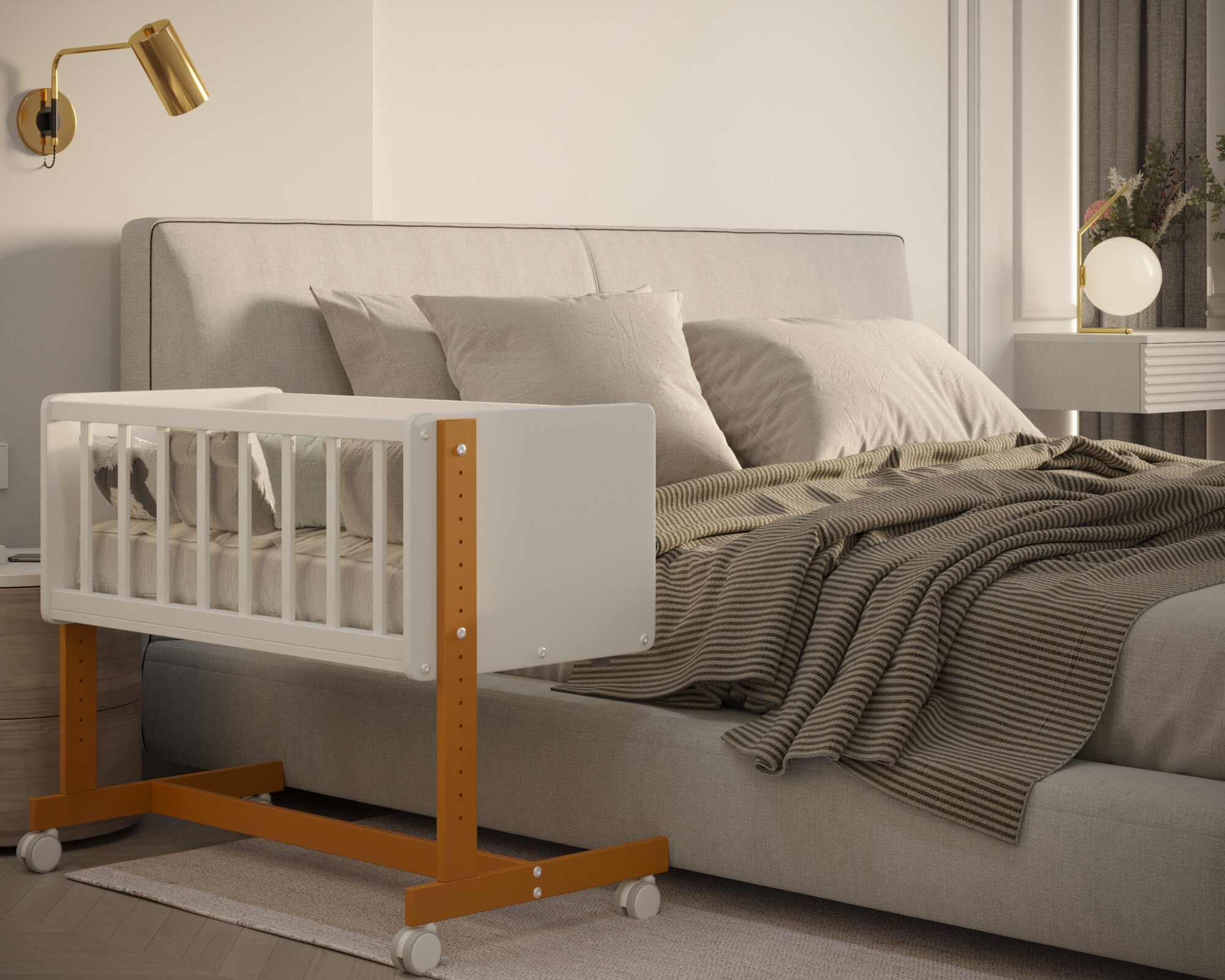 фото Кровать колыбельная 5 в 1 с матрасом Incanto белый\бук