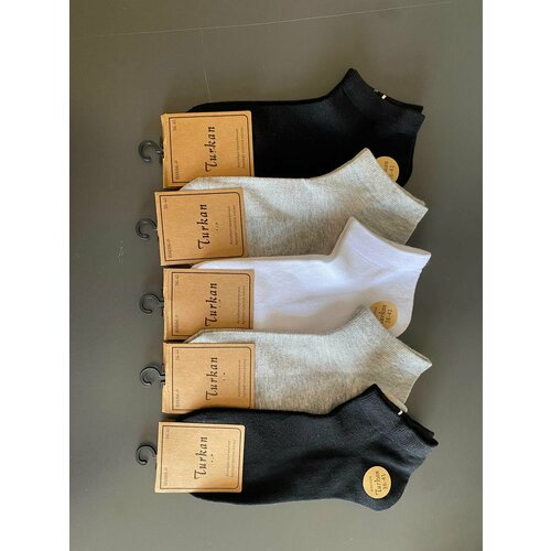 Носки Turkan, 5 пар, размер 36-41, белый, черный, серый