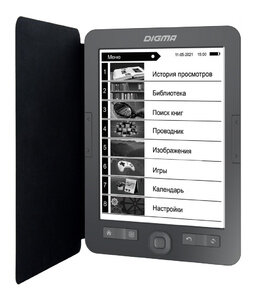 Digma Электронная книга Digma X1 6" E-Ink 1024x758 Touch Screen 600MHz/4Gb/microSDHC/подсветка дисплея темно-серый