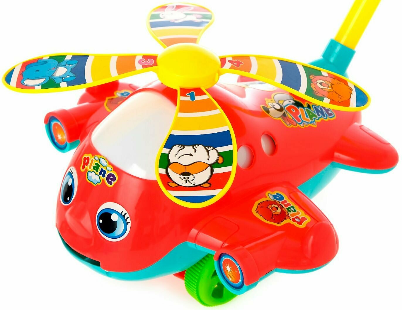 Детская каталка "Вертолёт" с ручкой, игрушка на палочке для дома и улицы