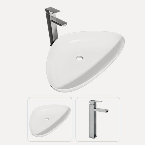 Изображение товара Раковина накладная для ванной Teymi Ellie 60 в комплекте смеситель высокий хром F07284