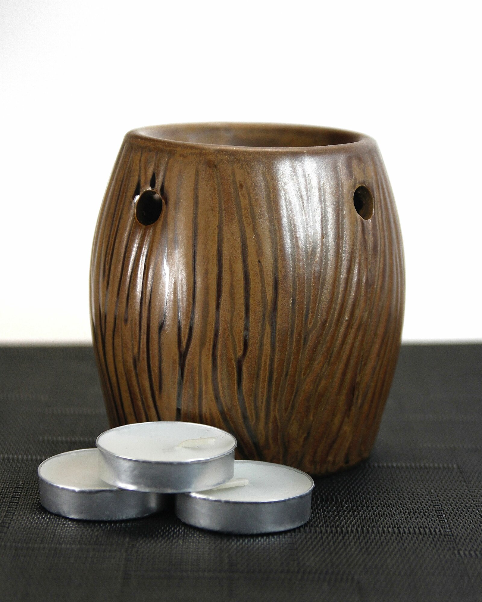 Аромалампа Волшебное дерево - 9 см, коричневая, керамика + 3 чайные свечи - для аромавоска, эфирных масел и создания уюта в доме