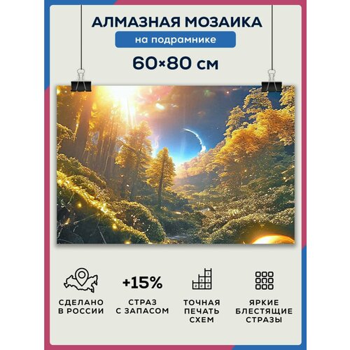 фото Алмазная мозаика 60x80 лес лето на подрамнике diamond canvas