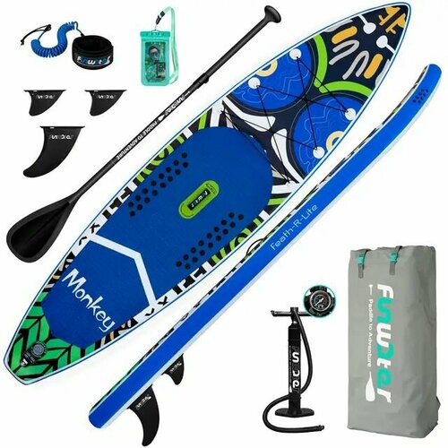 Monkey сап-доска (SUP board) надувная двухслойная 350*84*15 белый, синий