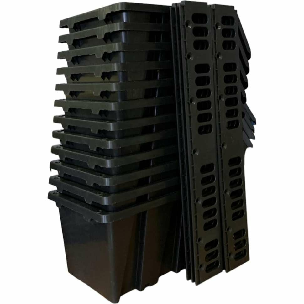 Лоток для метизов Jettools набор черный 225x155x120 мм 12 шт с планкой 6 шт. ЛЧ-2-225-12