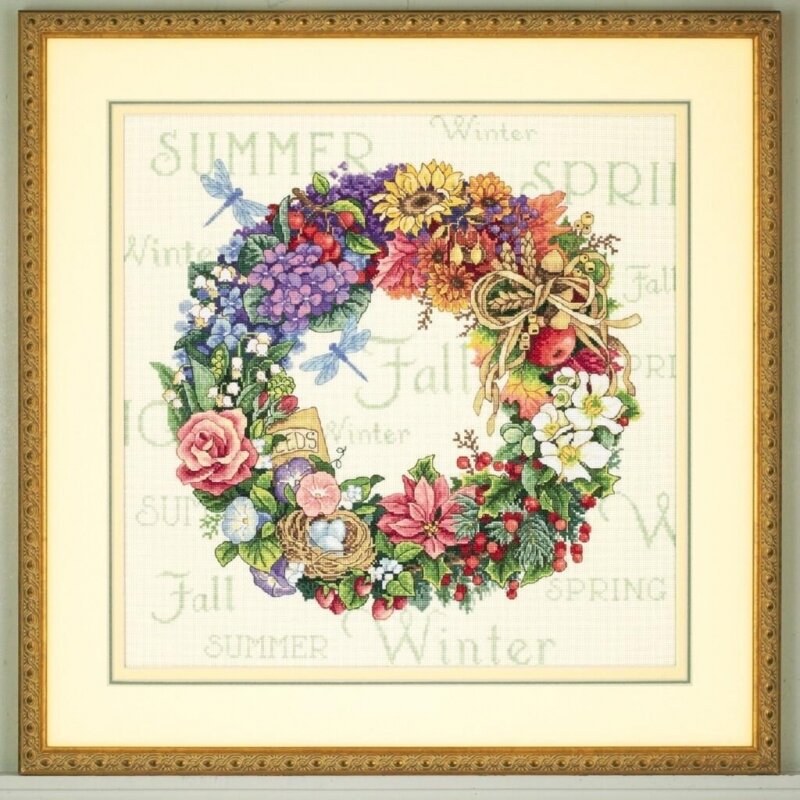 35040 Набор для вышивания крестом DIMENSIONS Wreath of all Season "Венок с временами года"