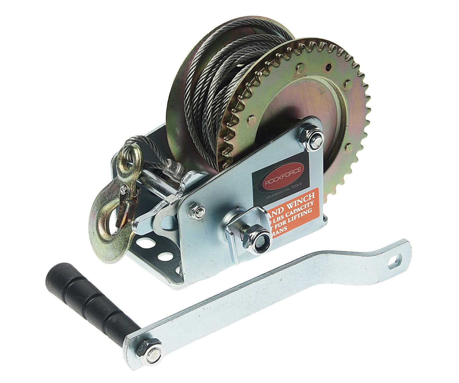 Лебедка ручная барабанная 450кг стальной трос 4.5мм /10м