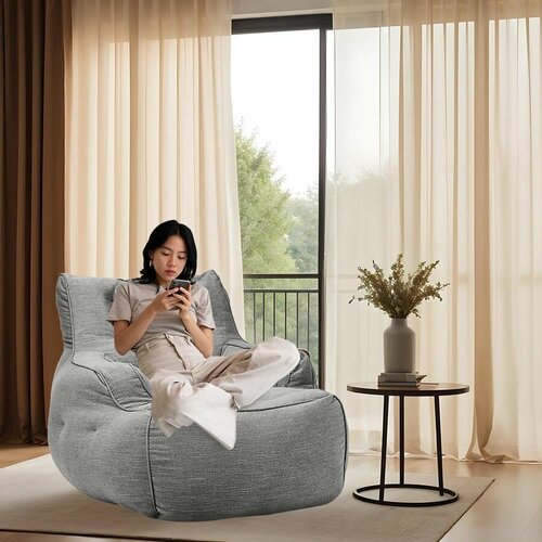 фото Удобное современное кресло ambient lounge - tranquility armchair - luscious grey (шенилл, темно-серый) - бескаркасная дизайнерская мебель для отдыха дома