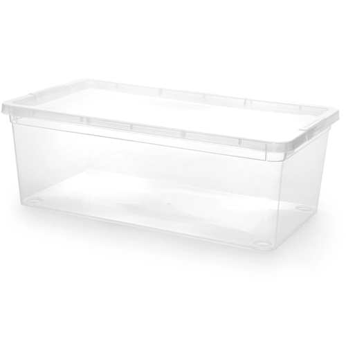 Ящик для хранения мелочей 4Family / 4Фемели прозрачный с крышкой, из полипропилена, 340х190х120мм, 5.5л / органайзер для вещей