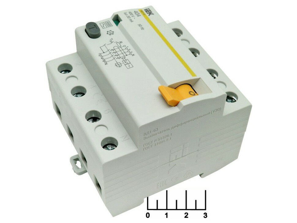 УЗО 40A/30мA 4-полюсный ВД1-63 ИЭК