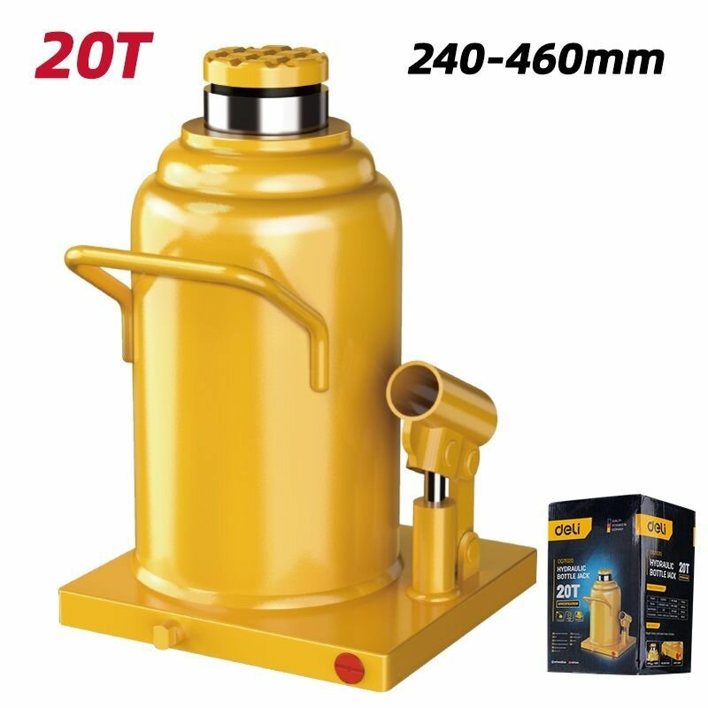 Домкрат бутылочный гидравлический 20т Deli DQ71020 (высота подъема 240-460мм)