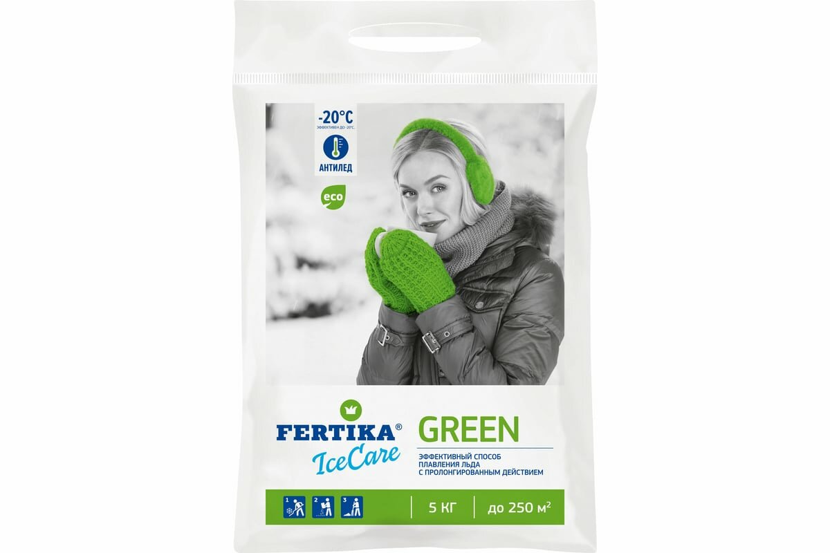Fertika Реагент противогололедный Icecare Green 5 кг Ф03461