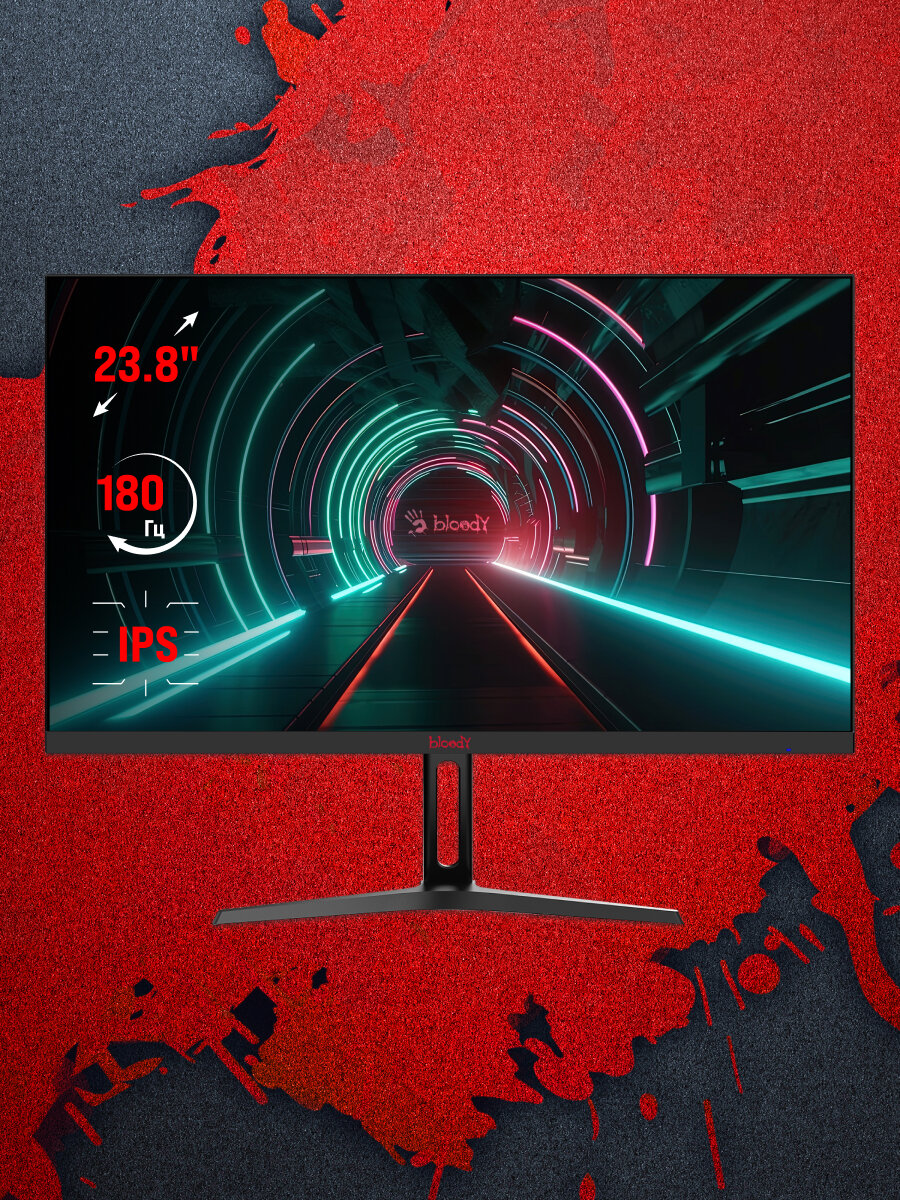 23.8" Монитор BLOODY MN240F, 1920x1080, IPS, 180Гц, 2хHDMI, 1хDP, черный
