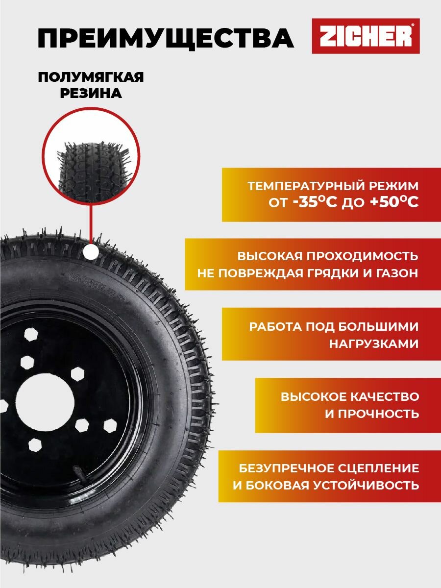 Комплект колес 4,00-10 для телеги (5 отверстий) 2шт — фото 1