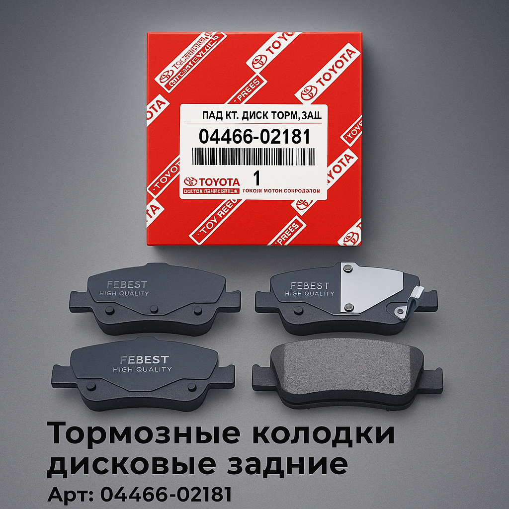 Тормозные колодки дисковые задние для Toyota Auris I, II 06-; Toyota Corolla X (E150), XI (E180) OEM: 04466-02181
