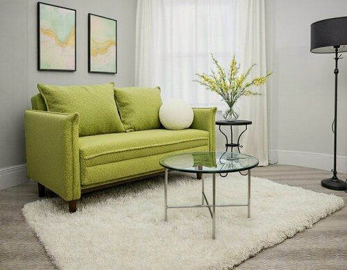 Изображение товара Раскладной диван "Спенсер-Мини" ДиванРус, 140*82 см, аккордеон, букле, зеленый, на ножках