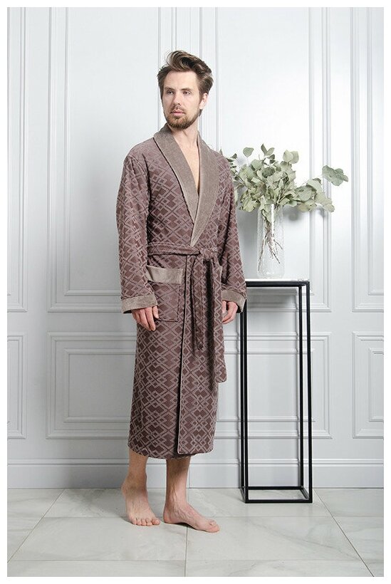 фото Мужской облегченный велюровый халат кофе с молоком