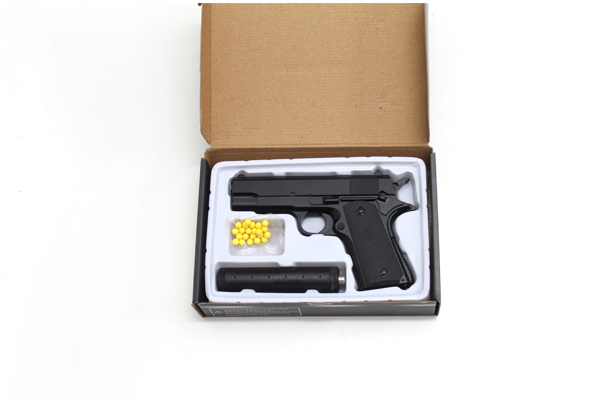 Детский пистолет Colt с пульками пневматический с глушителем AirSovt ...