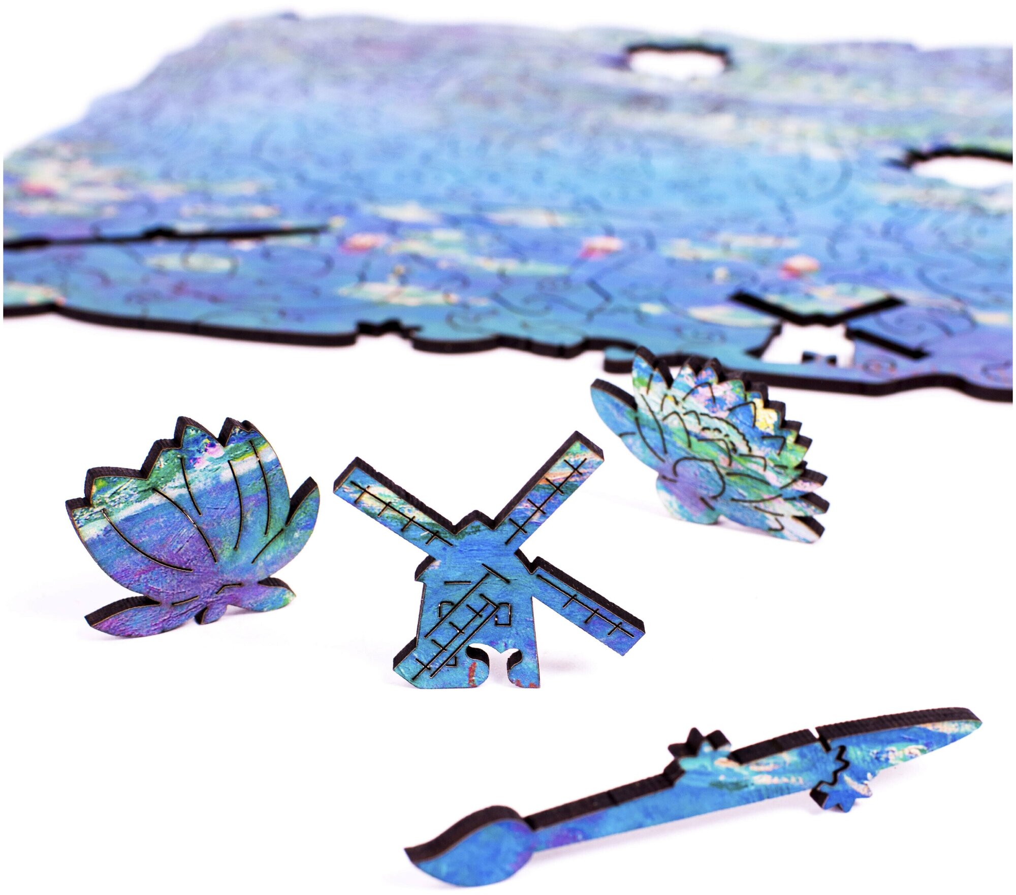 Деревянный пазл с двухслойной крышкой: Водяные лилии (Размер М) Zufa - фото №5