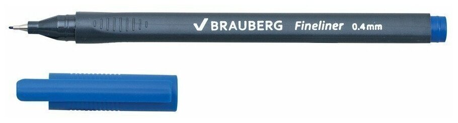 Линер BRAUBERG "Сarbon", супертонкий металлический наконечник 0,4 мм, трехгранный корпус,