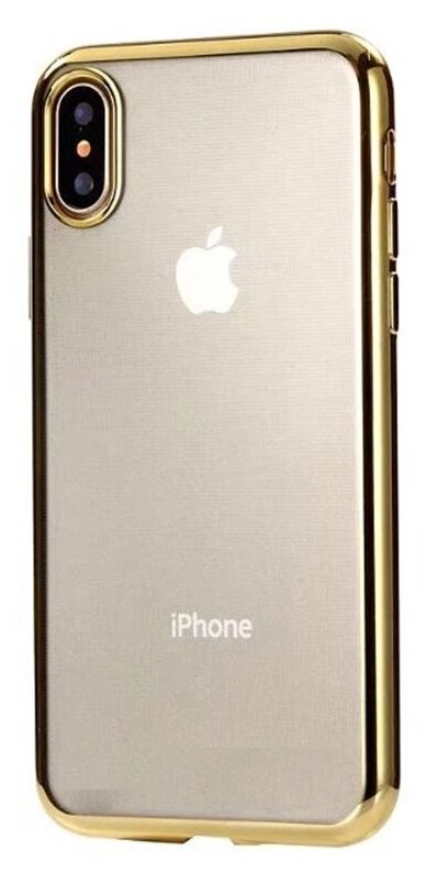 Чехол силиконовый для Apple iPhone X/XS - Прозрачный/Золотой