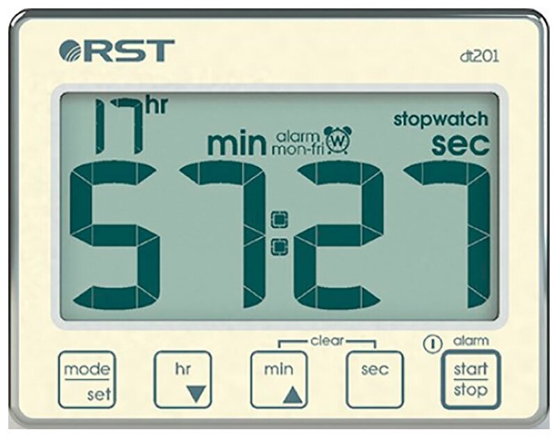 Цифровой таймер-секундомер с часами RST-04201