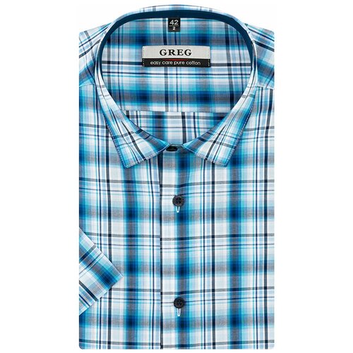 Рубашка GREG, размер 174-184/43, голубой рубашка greg размер 43 голубой