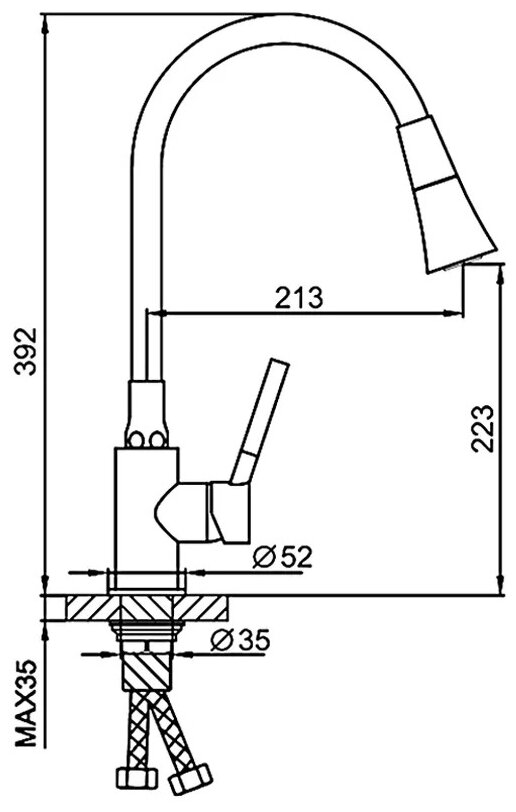 Смеситель для кухни с гибким изливом Frap F4044-6 - фотография № 11