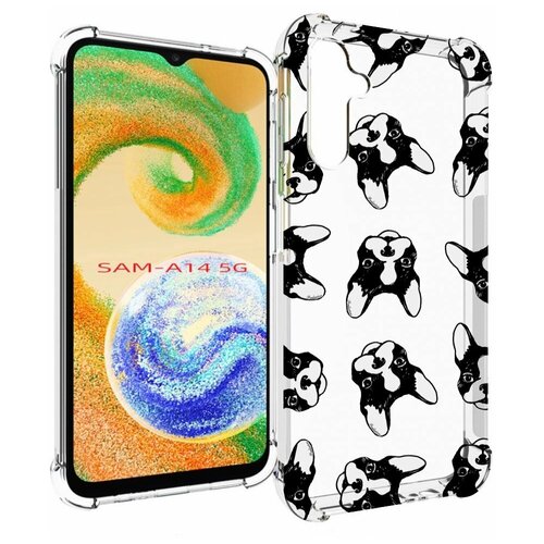 Чехол MyPads черно белые собачки для Samsung Galaxy A14 4G/ 5G задняя-панель-накладка-бампер