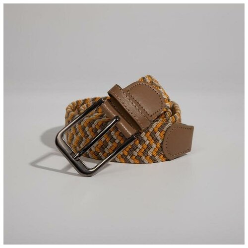 фото Ремень мужской, ширина 4 см, резинка, плетёнка, цвет коричневый/рыжий newstory