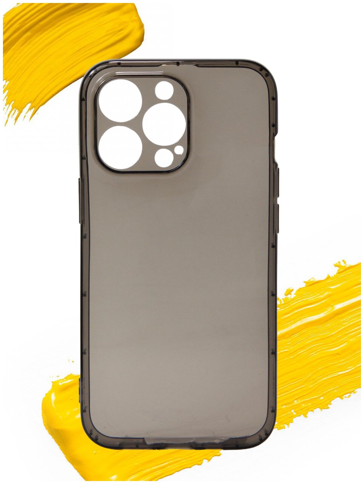 Чехол для Apple iPhone 13 Pro / чехол на айфон 13 про с защитой камеры прозрачный черный