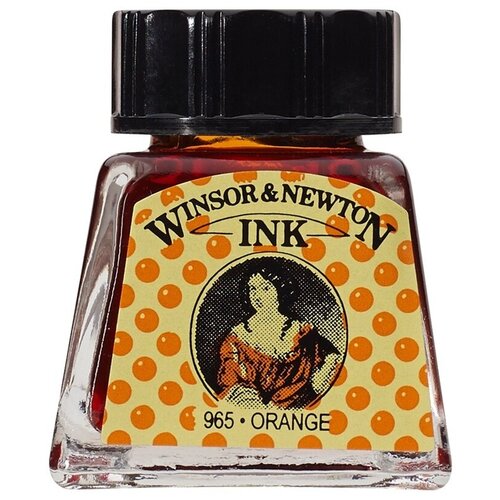 фото Тушь winsor&newton для рисования, оранжевый, стекл. флакон 14мл