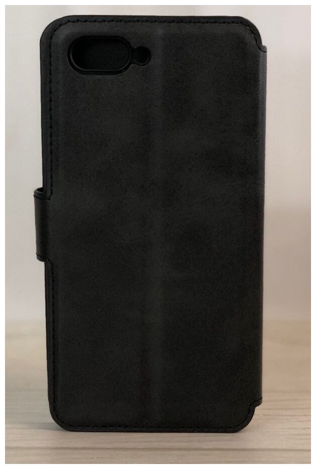 Чехол книжка для Honor 10 кожаный черный с магнитной застежкой / Чехол книжка подставка на застежке с визитницей