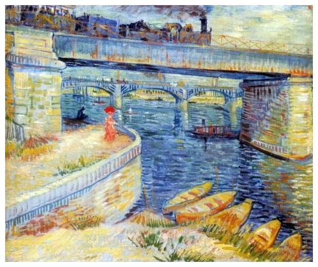 Репродукция на холсте Мосты через Сену (Bridges across the Seine) Ван Гог Винсент 36см. x 30см.