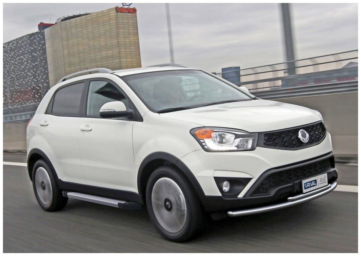 Пороги на автомобиль "Silver" Rival для SsangYong Actyon II 2010-2013 2013-н. в 173 см 2 шт алюминий F173AL.5303.2