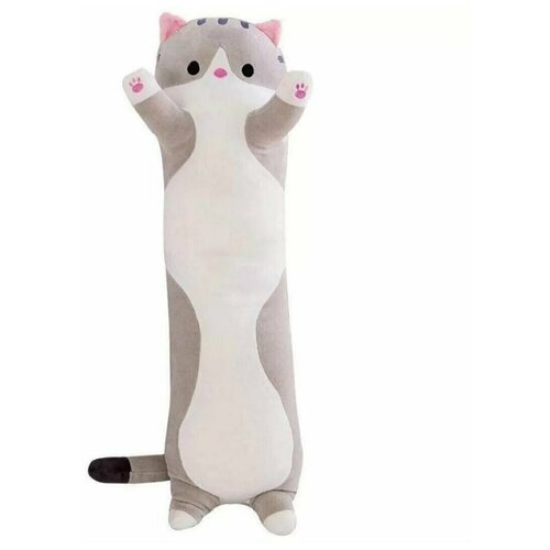 фото Мягкая игрушка подушка обнимашка длинный кот батон, 70 см wellywell