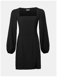 Lichi платье мини с пышными рукавами и прямой юбкой, цвет черный, размер XS