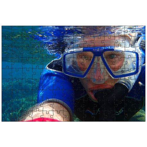 фото Магнитный пазл 27x18см."селфи, подводное плавание, очки для плавания" на холодильник lotsprints