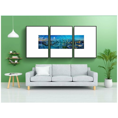 фото Набор модулных постеров для интерьера "шестерни, линия горизонта, работай" 60x90 см. в тубусе, без рамки lotsprints