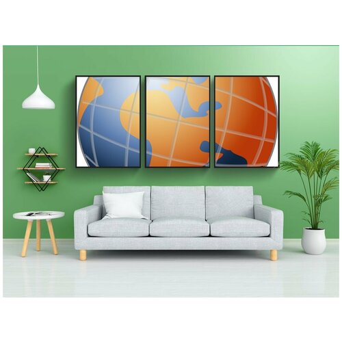 фото Набор модулных постеров для интерьера "глобус, планета, земля" 60x90 см. в тубусе, без рамки lotsprints