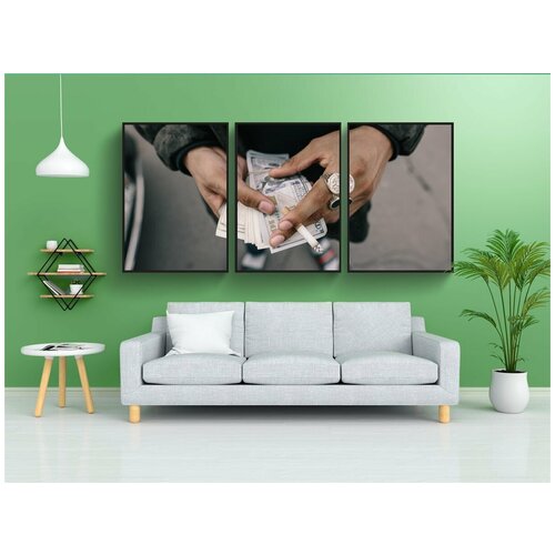 фото Набор модулных постеров для интерьера "наличные, сигарета, руки" 60x90 см. в тубусе, без рамки lotsprints