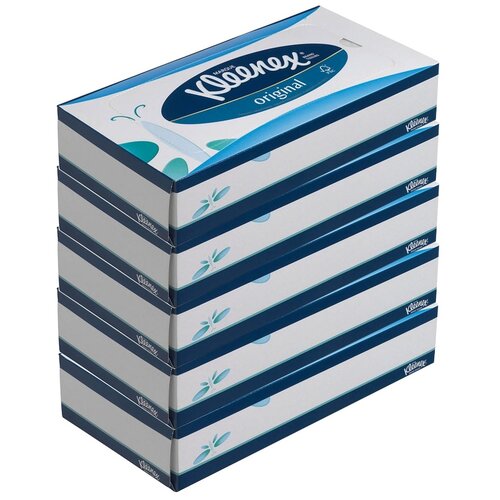 Салфетки Kleenex для лица Original, 72 листов, 5 пачек, голубой kleenex бумажные салфетки для лица 2х100 шт