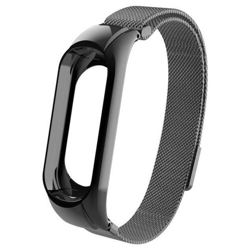 Ремешок металлический на магнитной застежке для Xiaomi Mi Band 3/4 черный