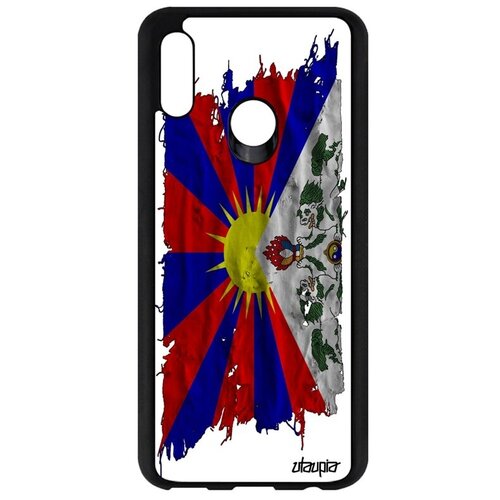 фото Противоударный чехол для // huawei p smart 2019 // "флаг тибета на ткани" страна государственный, utaupia, белый