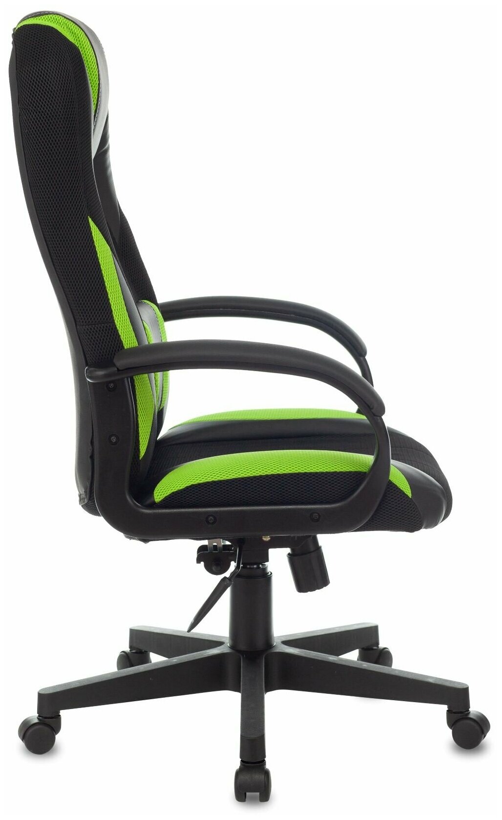 Кресло игровое TopChairs ST-CYBER 9 GREEN (Спинка и сиденье комбо ткань/экокожа, цвет черный/зеленый