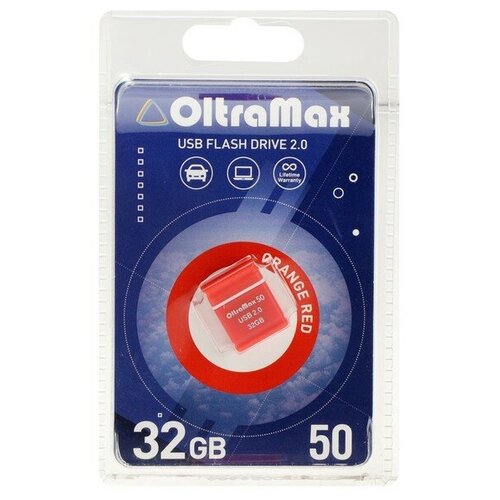 Флешка OltraMax 50, 64 Гб, USB2.0, чт до 15 Мб/с, зап до 8 Мб/с, фиолетовая
