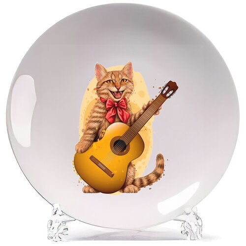 фото Тарелка coolpodarok животные кот с гитарой