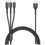 Кабель Multi USB-Lightning+Micro+Type-C Jellico Magotan Black 1.2m 3.1A - изображение