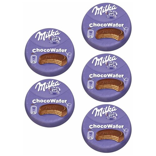 MILKA Choco Wafer, Вафли покрытые молочным шоколадом, Начинка с какао, Фольга, 30г* 5шт