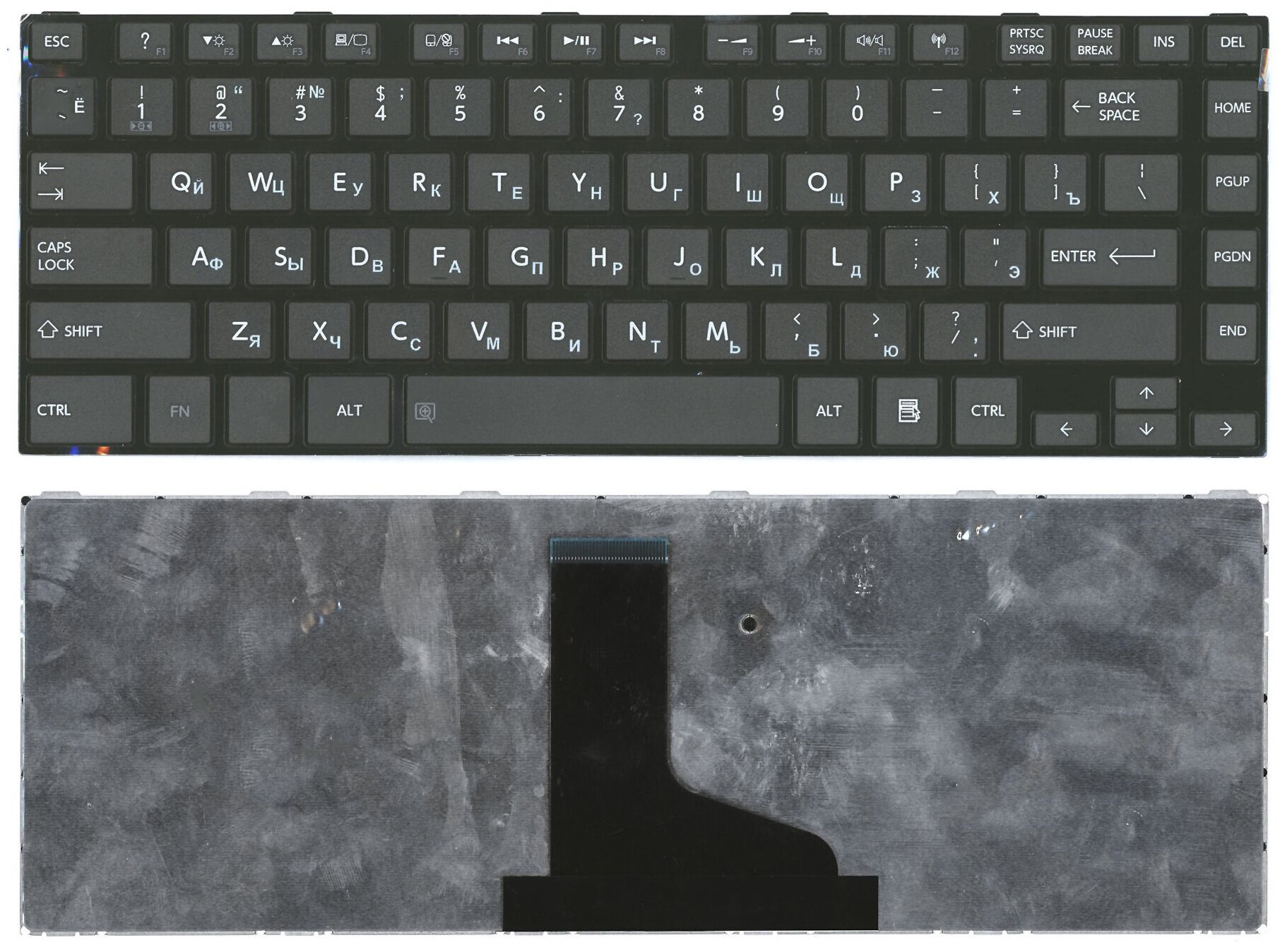 Клавиатура для ноутбука Toshiba Satellite L800 L805 L830 черная с черной рамкой